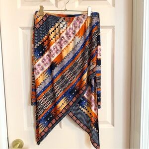 Orange and blue tribal pattern Venus skirt